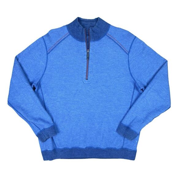 Tommy Bahama Flipshore Reversible 1/4 Zip Sweater - Picture 1 of 5